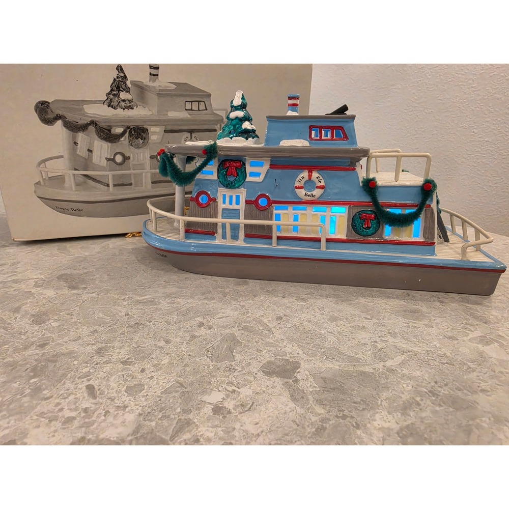 Department 56 Snow Village The Jingle Belle Houseboat 1988 Vintage 5114-4